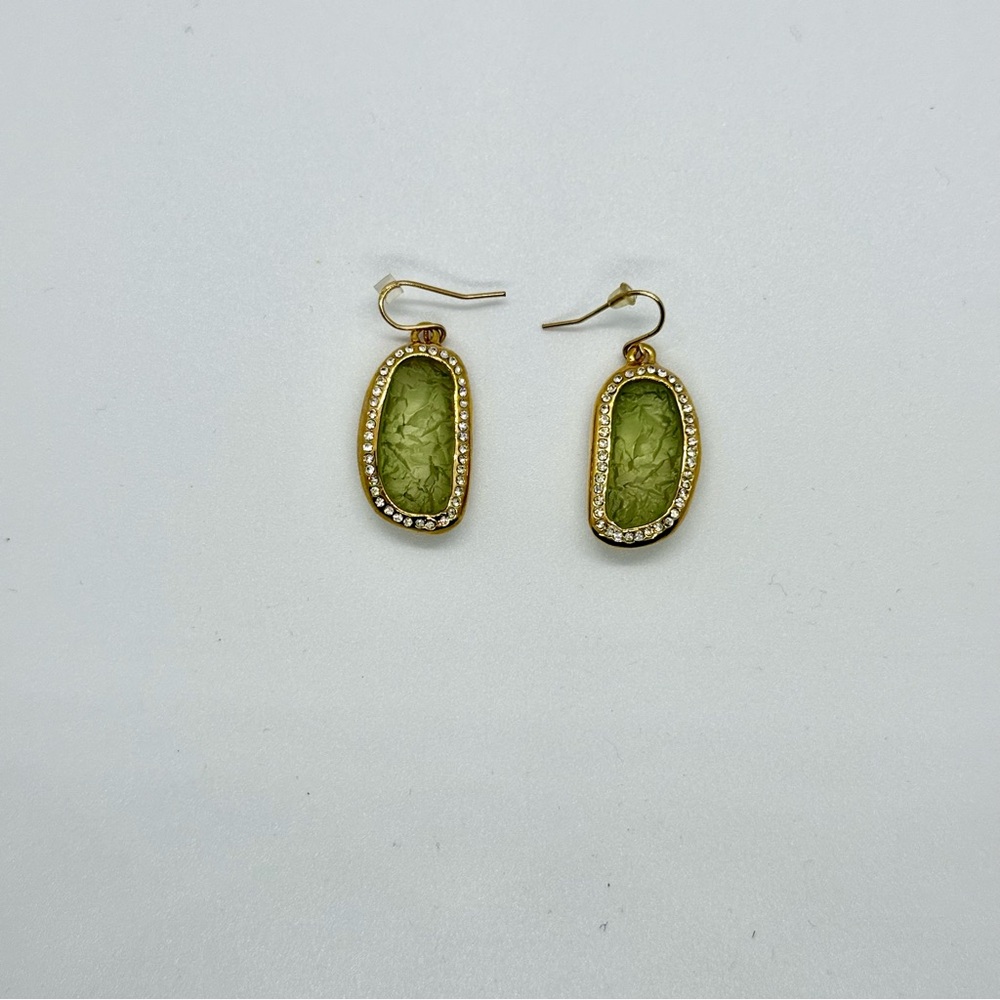 Elegant Gold and Green Earrings
